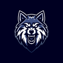 sport logo style of wolf roar howling head vector	
