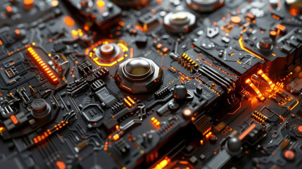 Fototapeta premium Immerse in the cutting-edge world of technology with this stunning circuit board close-up