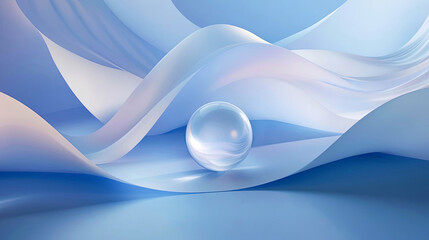 Ethereal swirls of blue encircle a crystal sphere, creating a dreamlike atmosphere reminiscent of skywaves