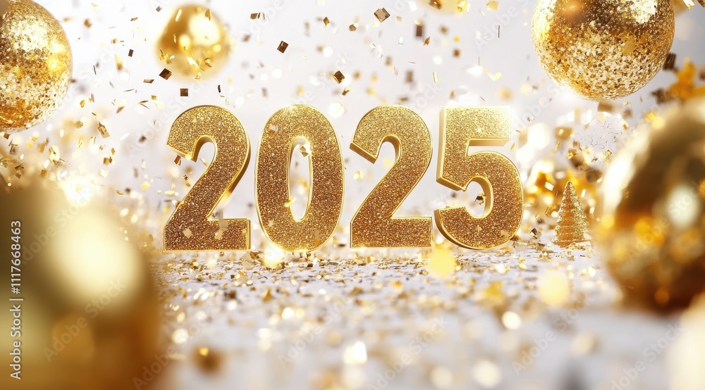 Poster a festive image featuring sparkling golden 