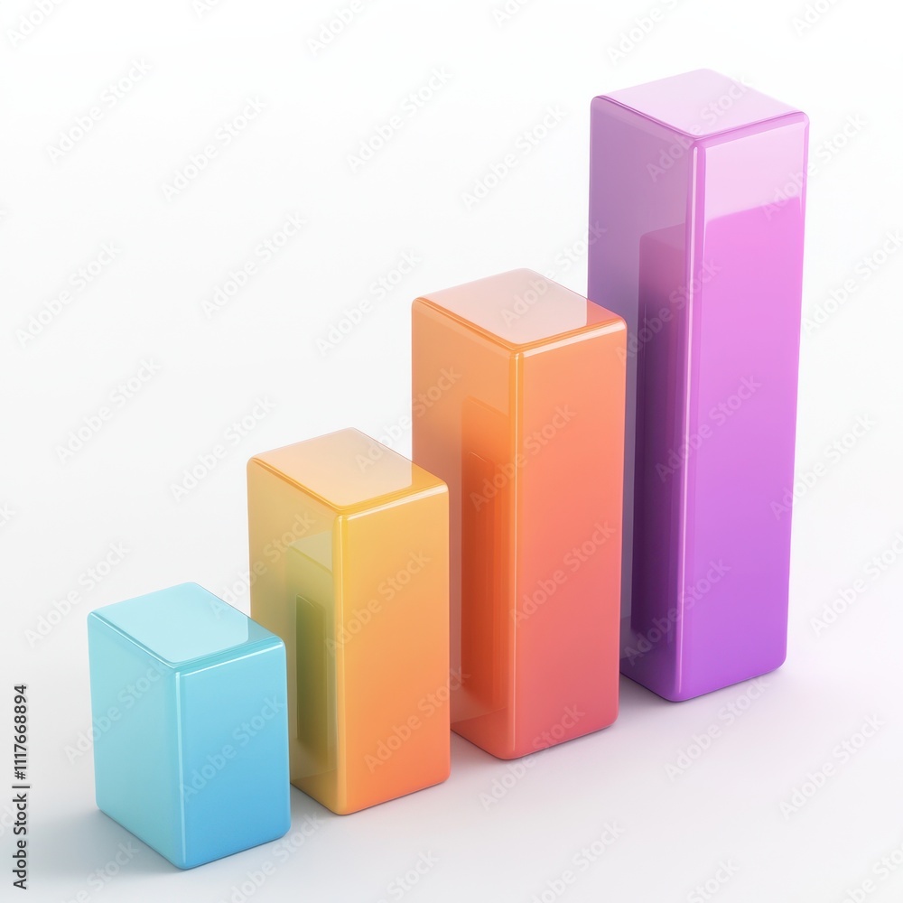 Aufkleber a colorful bar graph displaying growth, with four bars increasing in height, showcasing a clear upwa