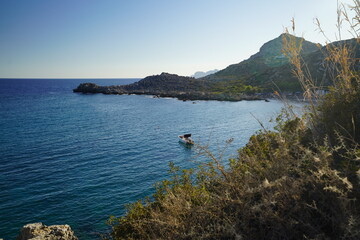 picturesque destination , Antony Quinn bay in Rhodes , Greece