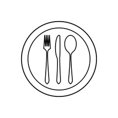 Spoon and fork vector icon set. restaurant illustration sign collection. onboard food menu symbol.