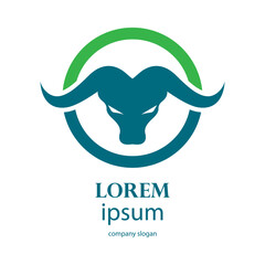 aggressive horned bull head logo design