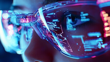 Education Technology and Online Learning Platforms Concept. Futuristic Technology Vision with Smart Glasses Effect