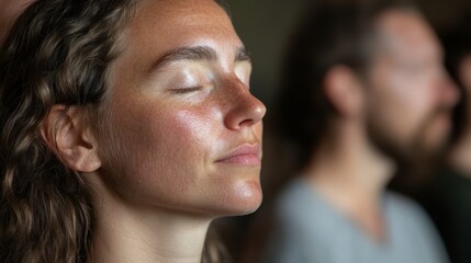 Fototapeta premium Group meditation session in a tranquil nature setting discover inner peace and mindfulness practices