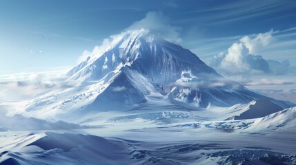 Majestic Mount Erebus in Antarctica Landscape