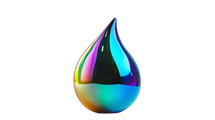 Gradient iridescent drop, isolated, cutout 