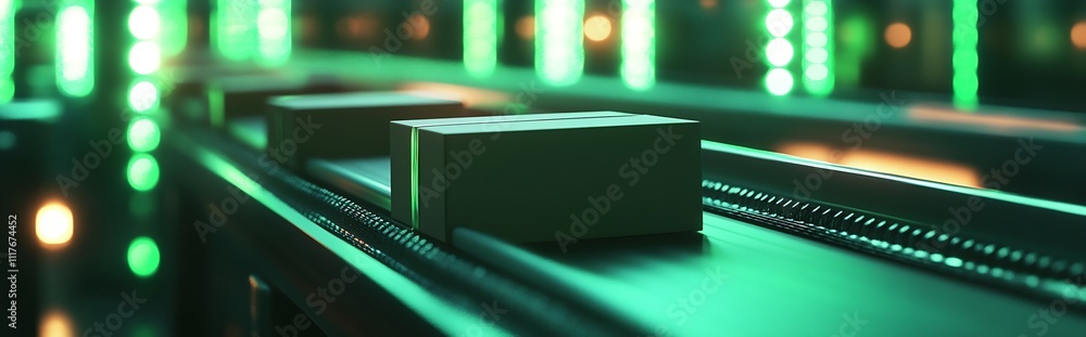 Leinwandbilder Seamless Automated Packaging Line with Illumination : Generative AI