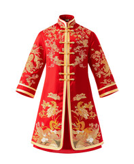 Naklejka premium Chinese new year tradition cheongsam for men, red and golden beauty dress, cutout png