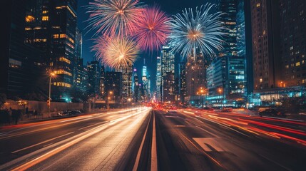 city firework road street landscape