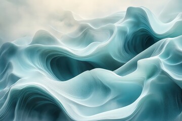 Fototapeta premium Hollow waves feature intricate fluid 3D shapes with open spaces, ideal for modern sculptures, surreal branding