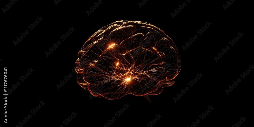 Poster a glowing brain illustration with neural connections symbolizing the growth of knowledge. the abstra