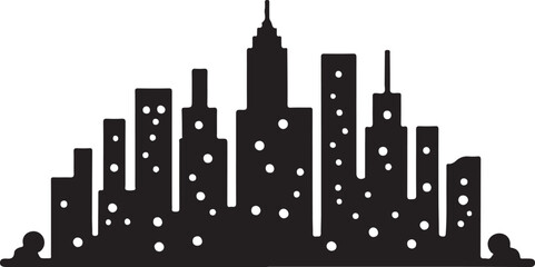 Minimalist city skyline silhouette ideal for background designs and creative works.