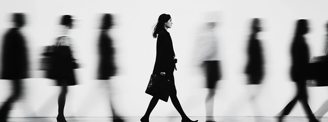 Dynamic Urban Scene with People in Motion Against White Background : Generative AI