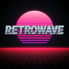 1980s style retrowave background, pink and red, abstract neon sunset, laser perspective grid