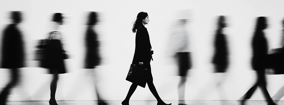 Dynamic Urban Scene with People in Motion Against White Background : Generative AI