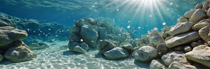 Fototapeta premium stone underwater picture at the sunny day
