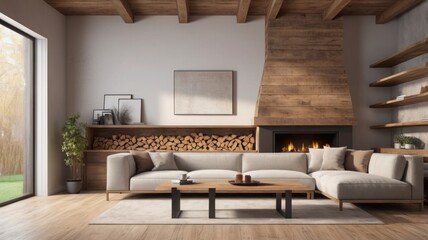 "Elegant Mockup of a Cozy Living Space Interior"
