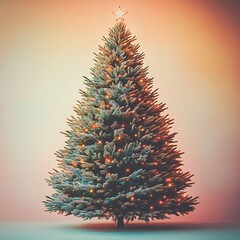 Whimsical Illustrated Christmas Tree with Playful Cartoon Style Aesthetic and Pastel Toned Backdrop