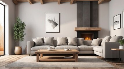 "Elegant Mockup of a Cozy Living Space Interior"
