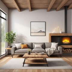 "Elegant Mockup of a Cozy Living Space Interior"
