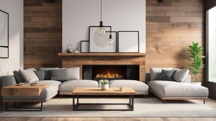 "Elegant Mockup of a Cozy Living Space Interior"
