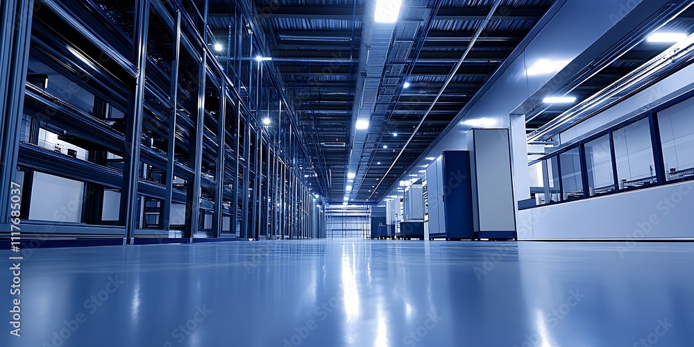 Aufkleber industrial data center interior with high performance server racks and modern setup : generative ai