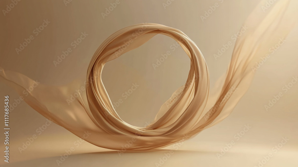 Poster flowing fabric creates an enchanting circular shape in soft light