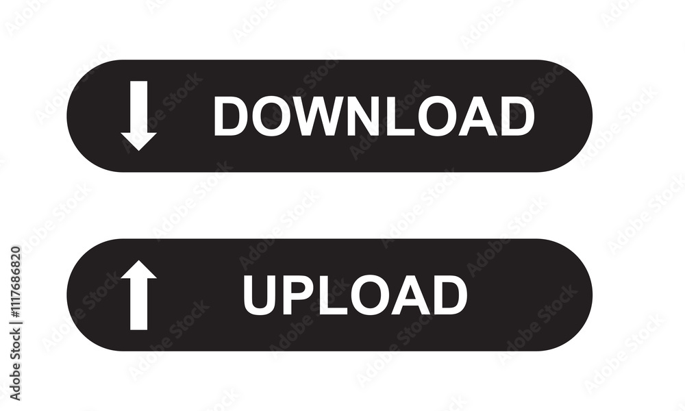 Poster download and upload button. modern buttons for app, website, ui. isolated on white background design