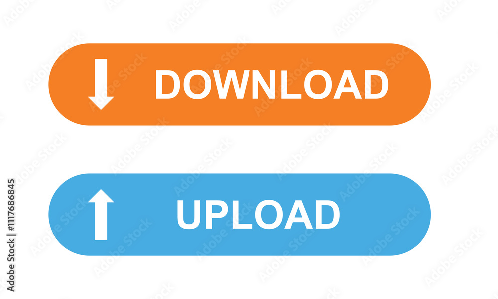 Poster download and upload button. modern buttons for app, website, ui. isolated on white background design