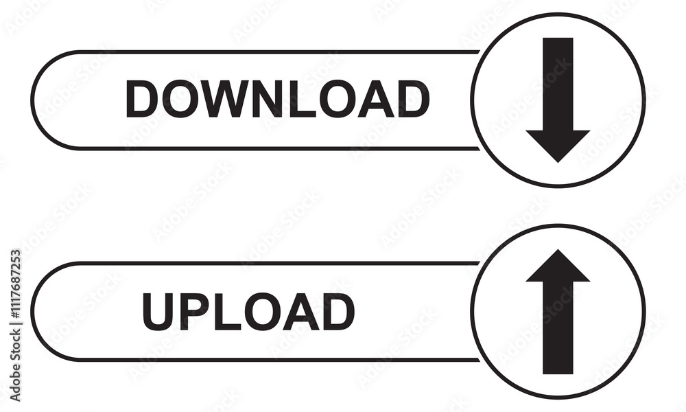 Poster download and upload button. modern buttons for app, website, ui. isolated on white background design