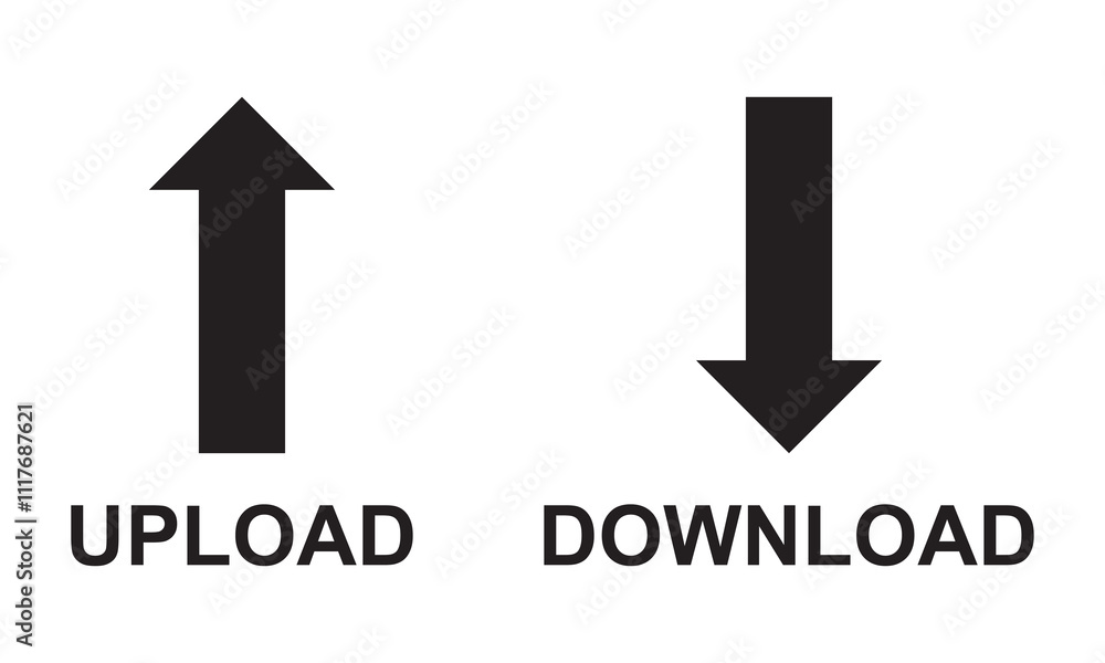 Poster download and upload button. modern buttons for app, website, ui. isolated on white background design