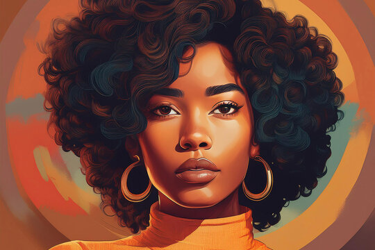 Fototapeta Belleza, mujer, cara, rostro, afro, pelo, mirada, ojos, modelo, glamur 