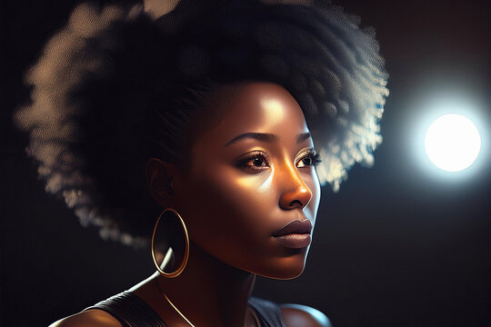 Fototapeta Belleza, mujer, cara, rostro, afro, pelo, mirada, ojos, modelo, glamur 