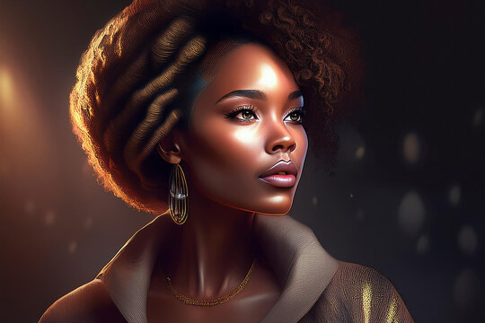 Fototapeta Belleza, mujer, cara, rostro, afro, pelo, mirada, ojos, modelo, glamur 