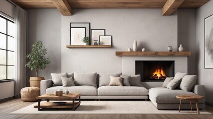 "Elegant Mockup of a Cozy Living Space Interior"
