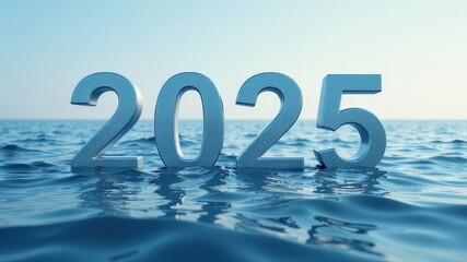 numbers 2025 floating on the surface of the ocean