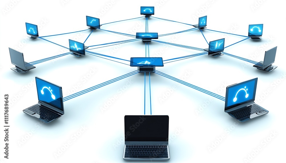 Aufkleber High Speed Computer Network System with Multiple Connected Laptops : Generative AI