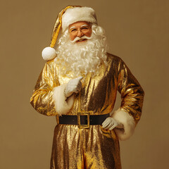 Portrait of Santa claus in golden costume. Merry Christmas.