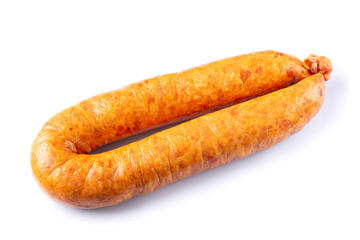 Smoked pork sausage isolated on white background