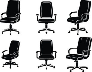 Fototapeta premium Set of Office Chair Silhouette Vector Illustration Modern Furniture Icon Design