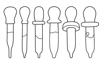 Hand drawn outline Pipette. medical equipment doodle set with art line style on isolated white background.