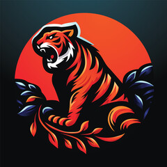 Angry tiger mascot logo illustration