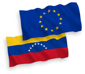 Flags of European Union and Venezuela on a white background