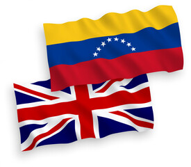 Flags of Great Britain and Venezuela on a white background