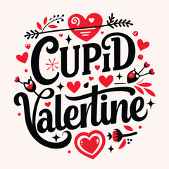 Obraz premium Valentine Cutie Design with Hearts and Floral Elements