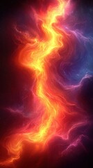 Fototapeta premium Vibrant cosmic energy swirling through a dark expanse of space with fiery colors and abstract patterns