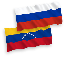 Flags of Venezuela and Russia on a white background