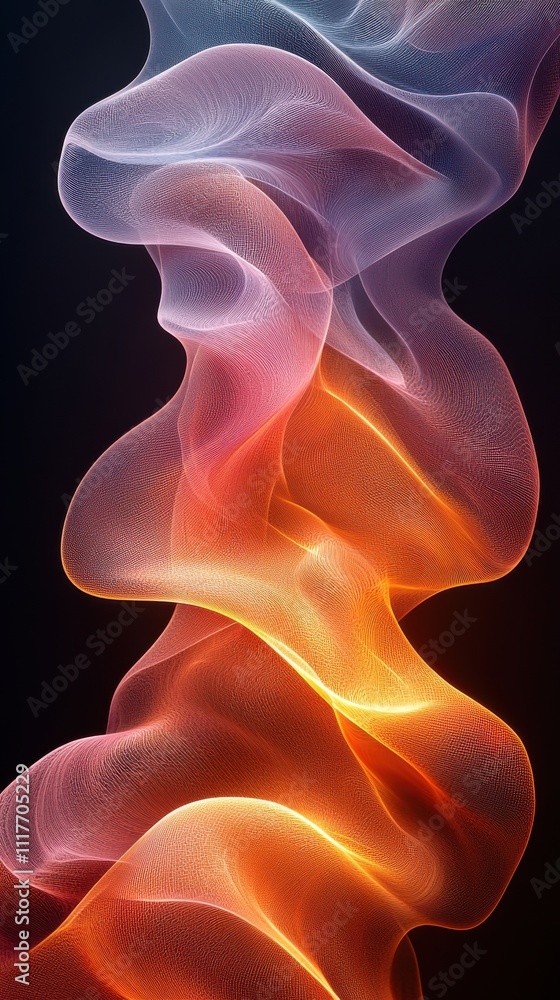 Poster colorful abstract swirl of light and smoke creating a mesmerizing visual effect in a dark background